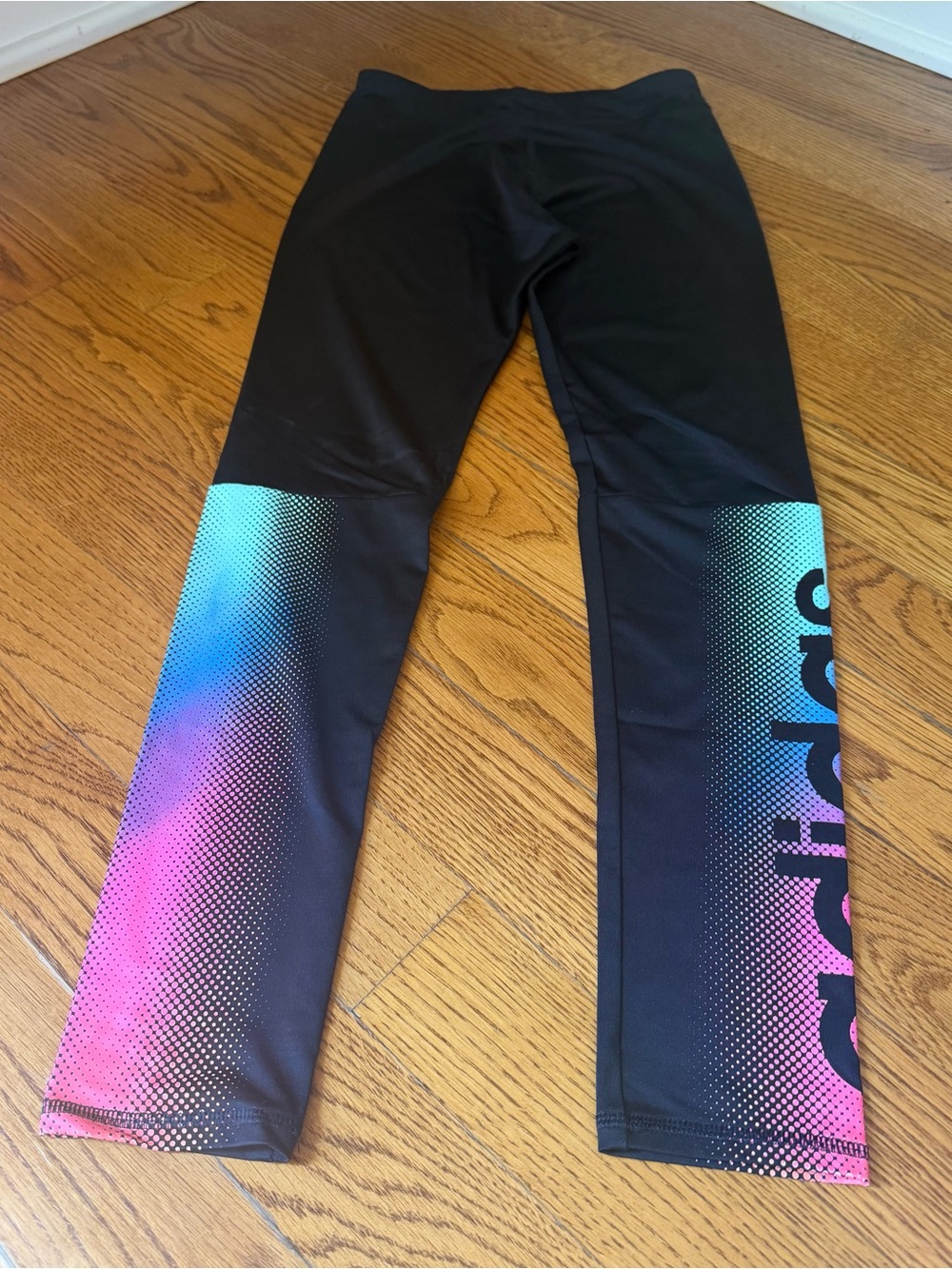Adidas Girls Climalite Leggings Sz L 14 Ombre Dot Logo Print